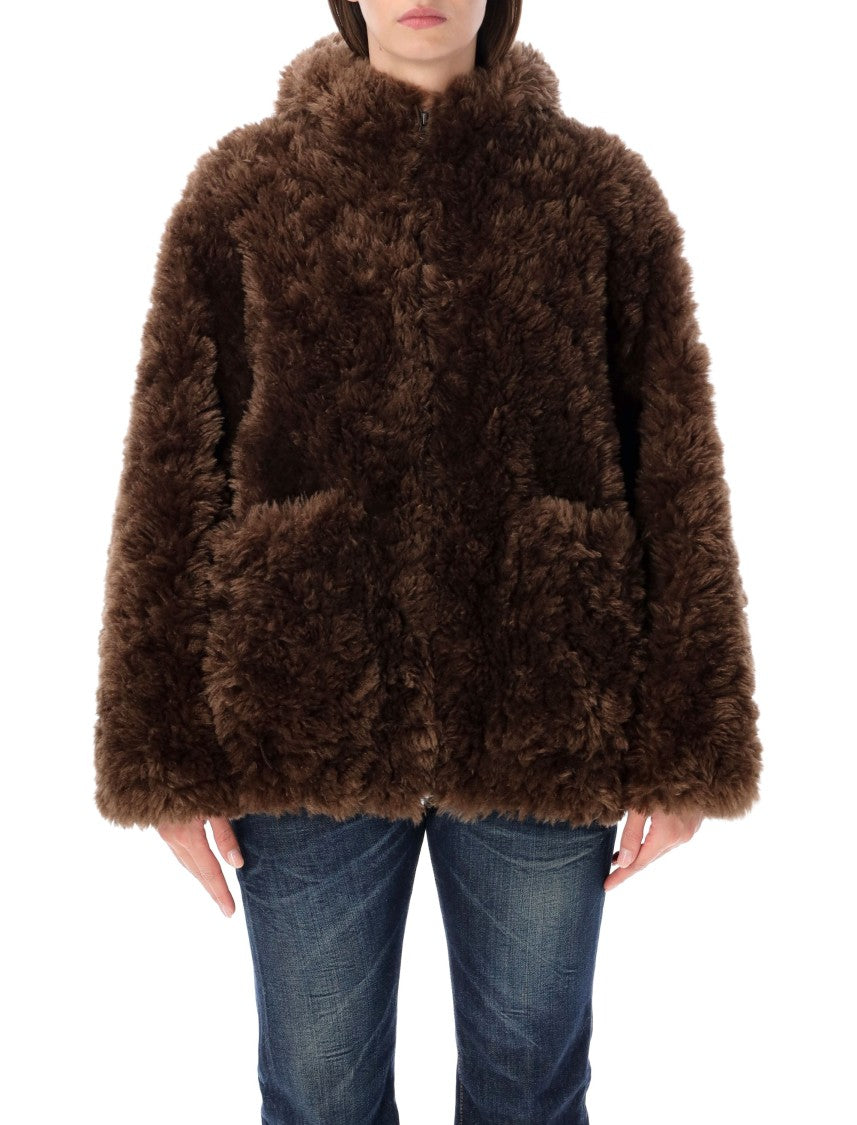 Urbancode Hooded Bomber Fur Curly Faux Fur Hooded Bomber Jacket