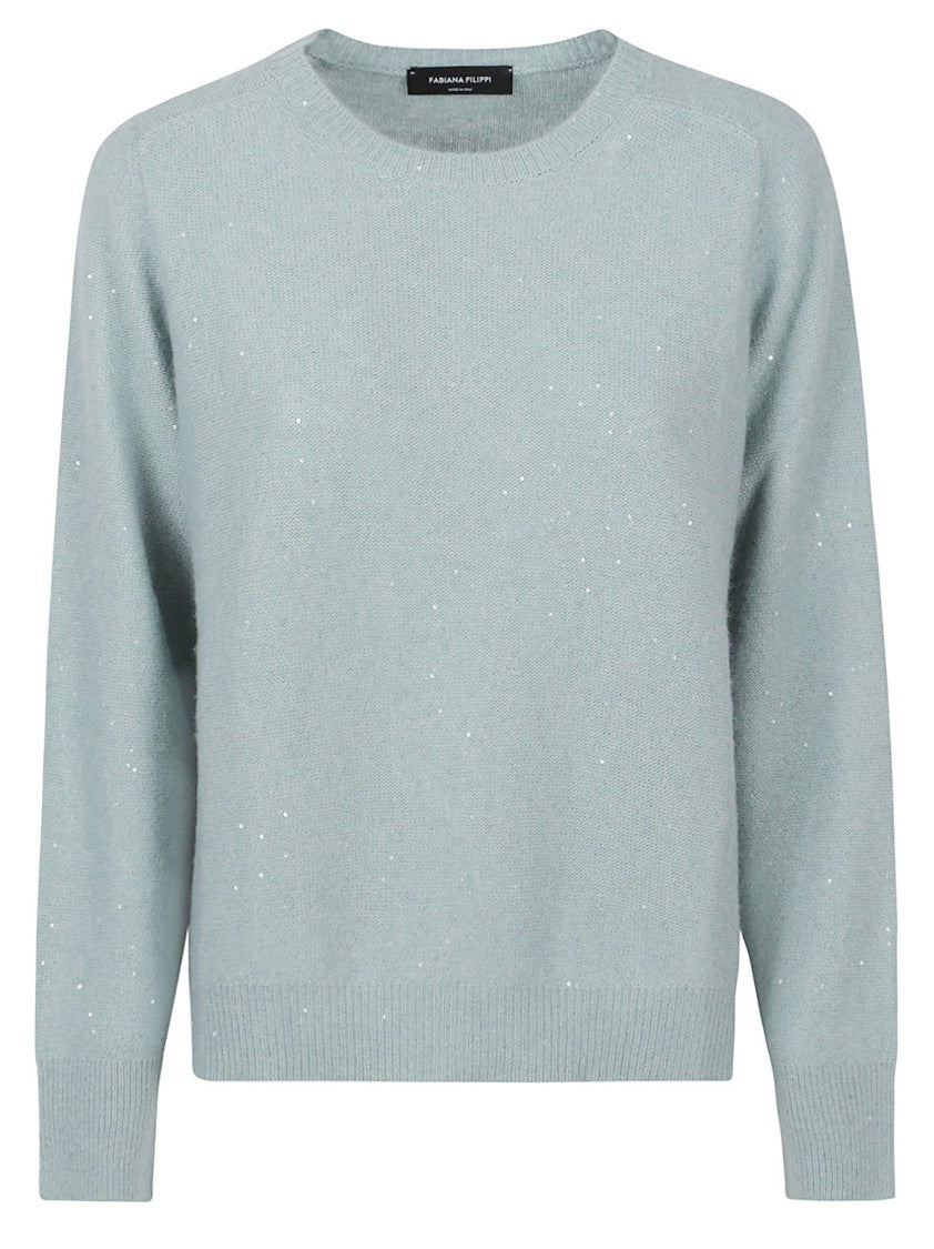 Fabiana Filippi Wool Silk-Blend Sequin Cropped Sweater
