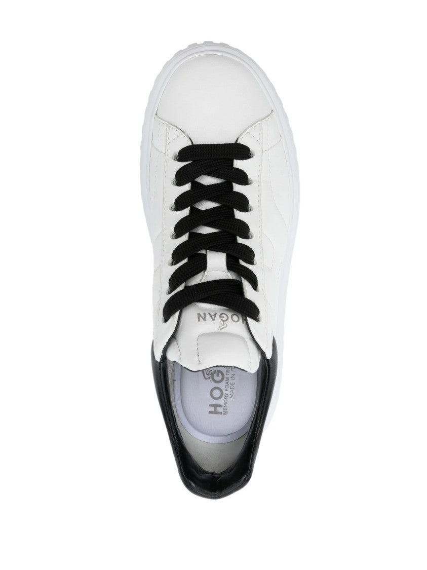 Hogan Black Contemporary Nappa Leather Ridged Sneakers
