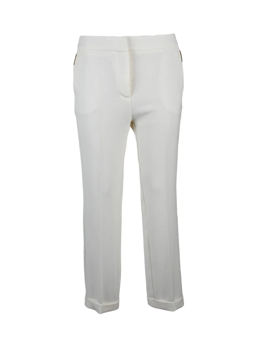 Simona Corsellini White Stretch Cropped Trousers