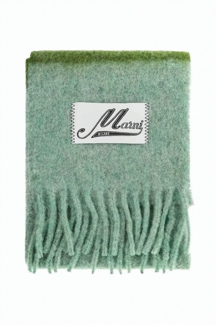 Marni Striped Alpaca Mohair Scarf With Fringed Edges