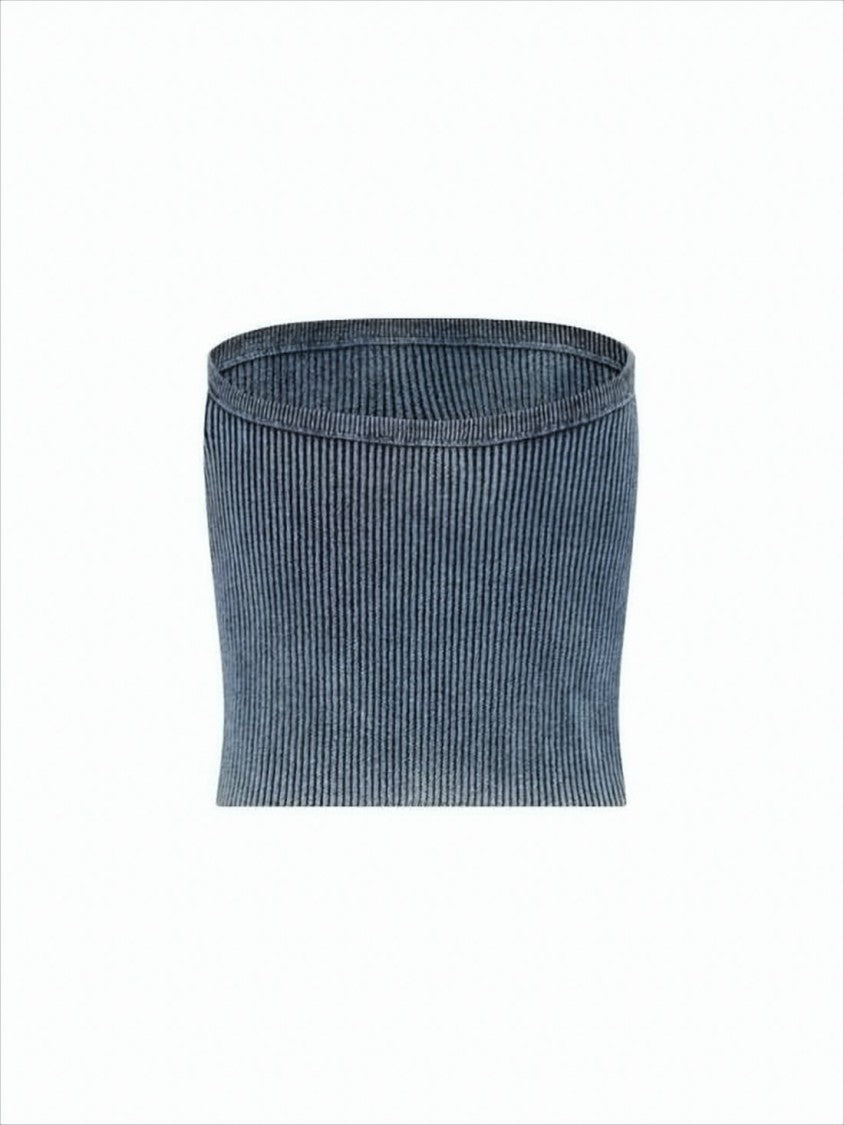 Diesel Ribbed Strapless Crop Top
