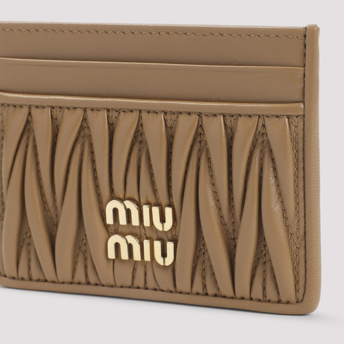 Miu Miu Matelassé Textured Lamb Leather Cardholder With Golden Logo