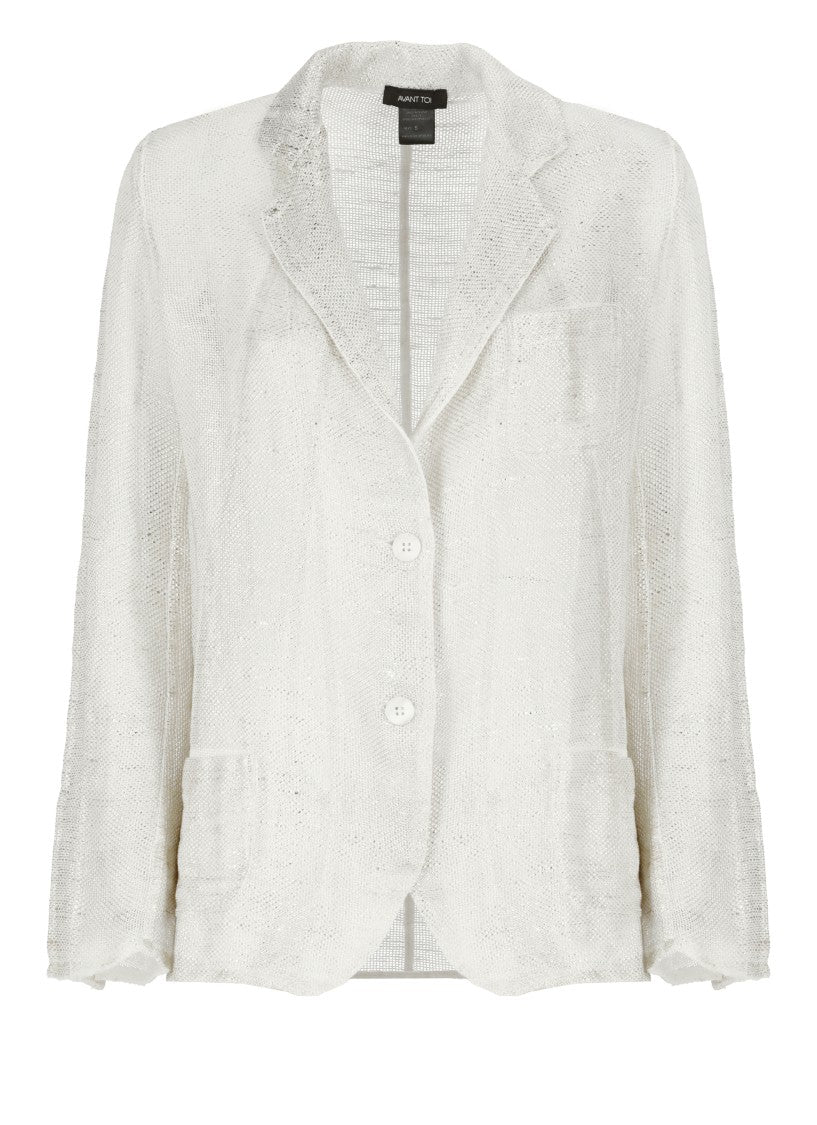 Avant Toi Silver Lurex Linen Blazer