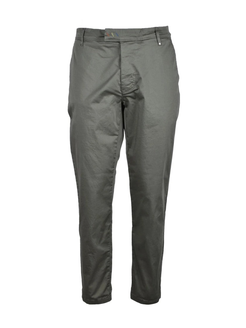 Bl.11 Block Eleven Stretch Cotton Green Trousers With Classic Design And Flexible Fit