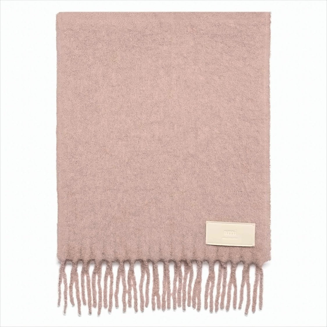 Ami Oversized Alpaca Blend Scarf With Fringed Ends