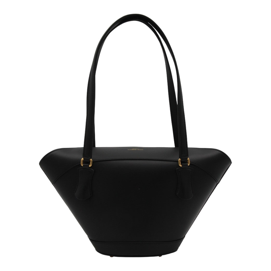 Dolce & Gabbana Trapezoidal Black Handbag With Gold-Tone Buckle Detail