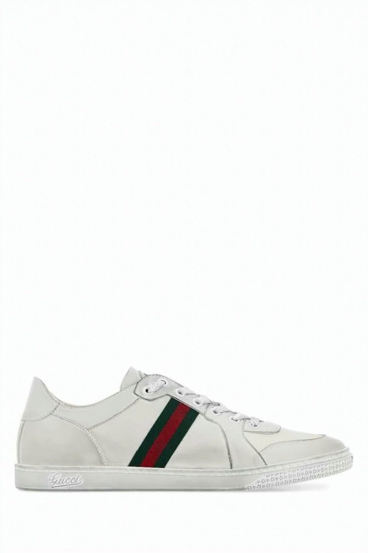 Gucci Smooth Leather Low-Top Sneakers With Contrasting Side Stripe