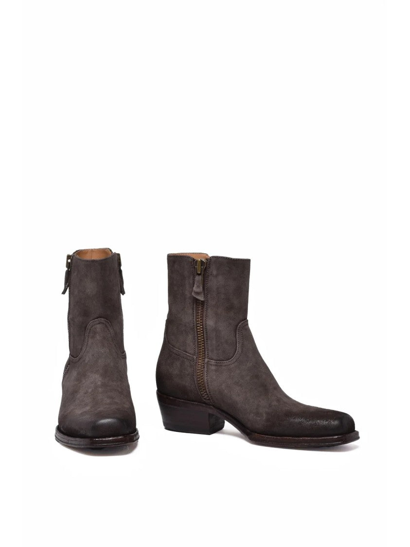Damy Brown Suede Zip Ankle Boots