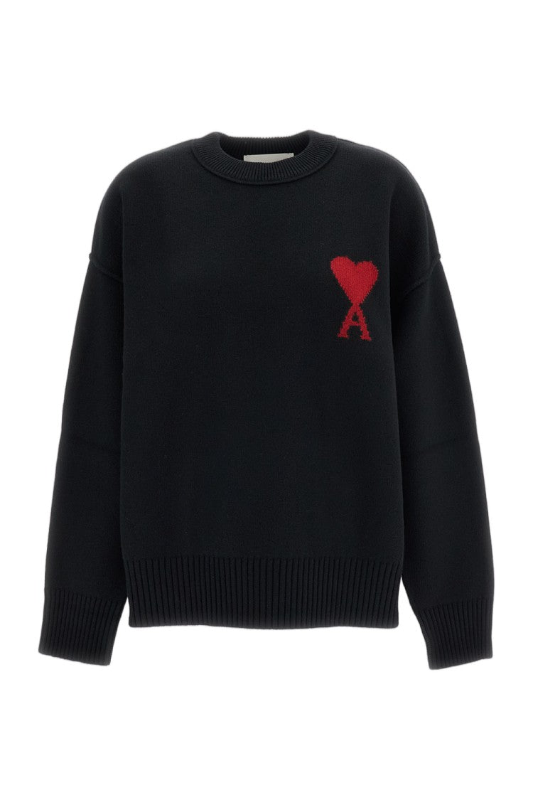 Ami Paris Crewneck Sweater With Contrasted Ami De Coeur