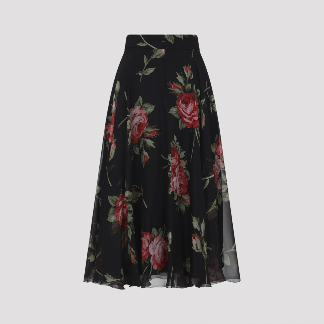 Dolce & Gabbana Black Silk Midi Skirt
