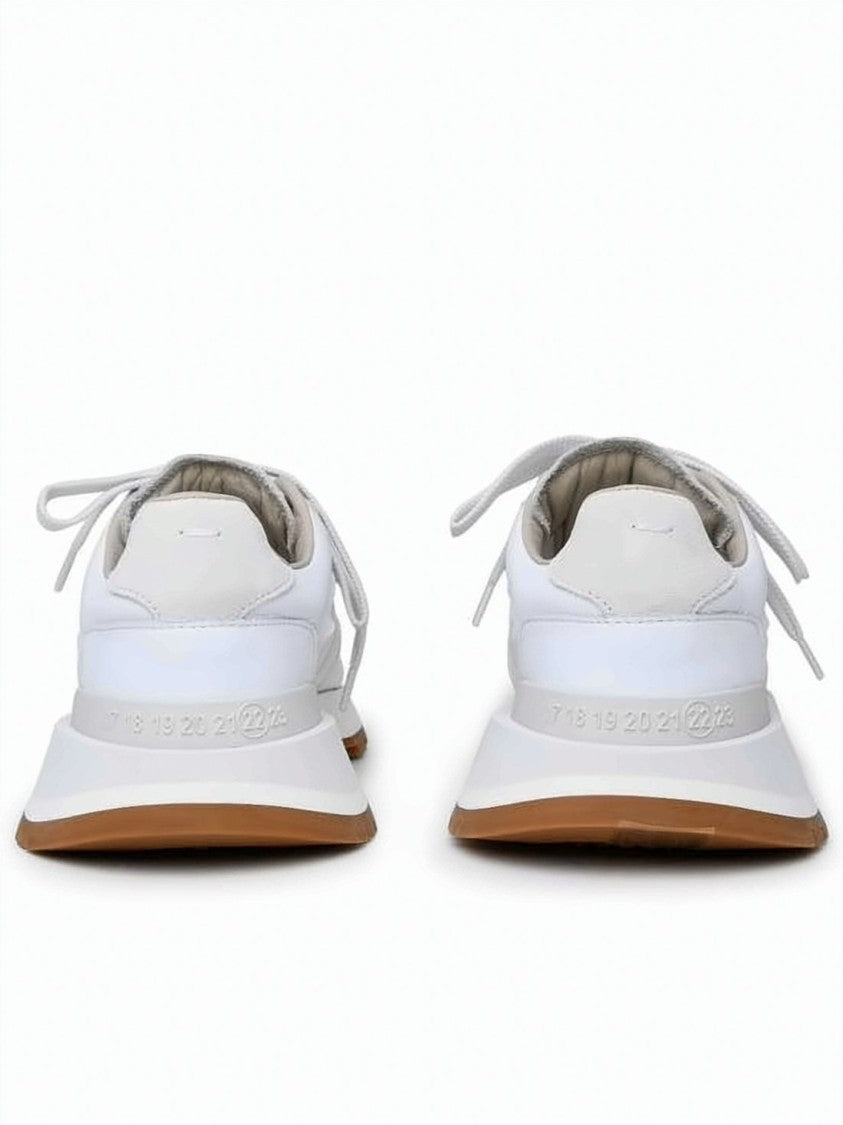 Maison Margiela Streamlined White Nylon Sneakers With Elevated Heel