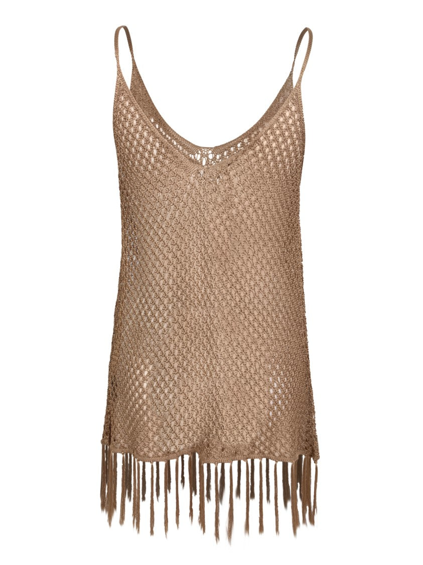 Dodo Bar Or Gold Mesh Spaghetti Top