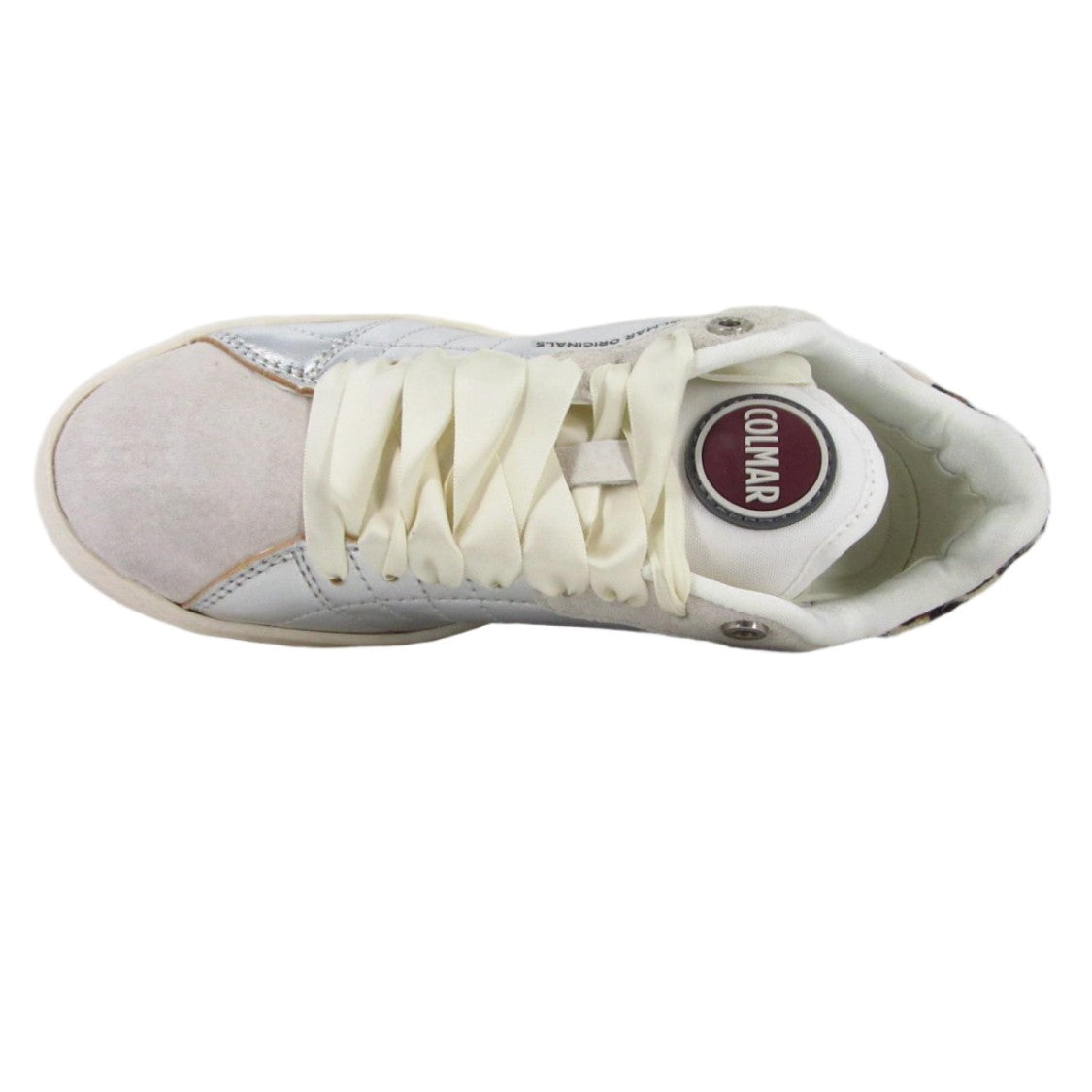 Colmar White Silver Metallic Suede Casual Shoes