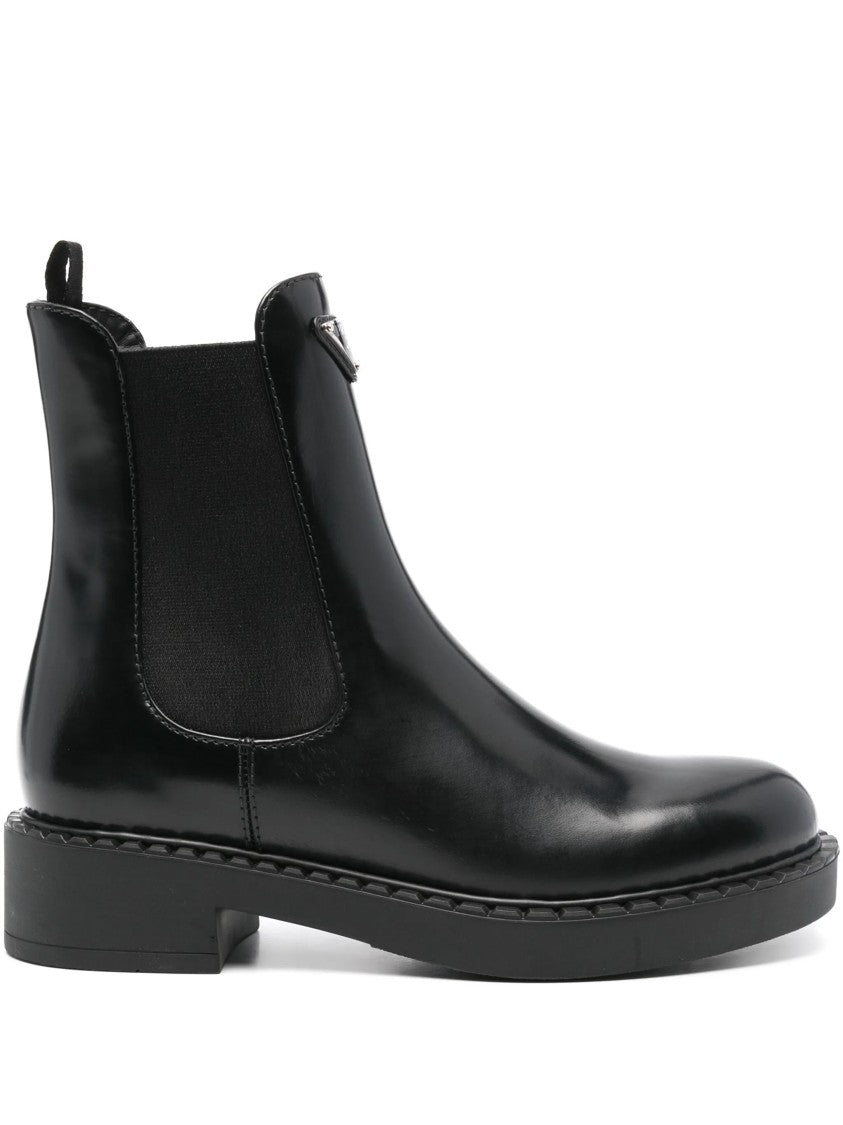 Prada Chocolate Brushed Leather Chelsea Boots
