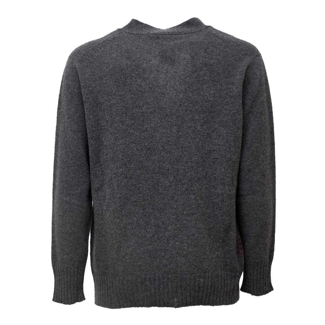Amaranto Distressed Grey Cardigan With V-Neckline And Button Closure