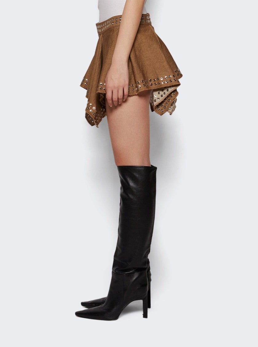 Ludovic De Saint Sernin Ice Skating Eyelet Mini Skirt Brown