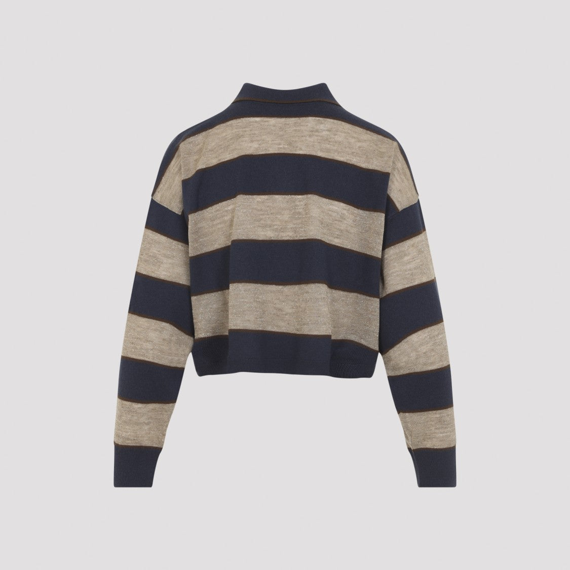 Brunello Cucinelli Cropped Knit Top With Polo Collar