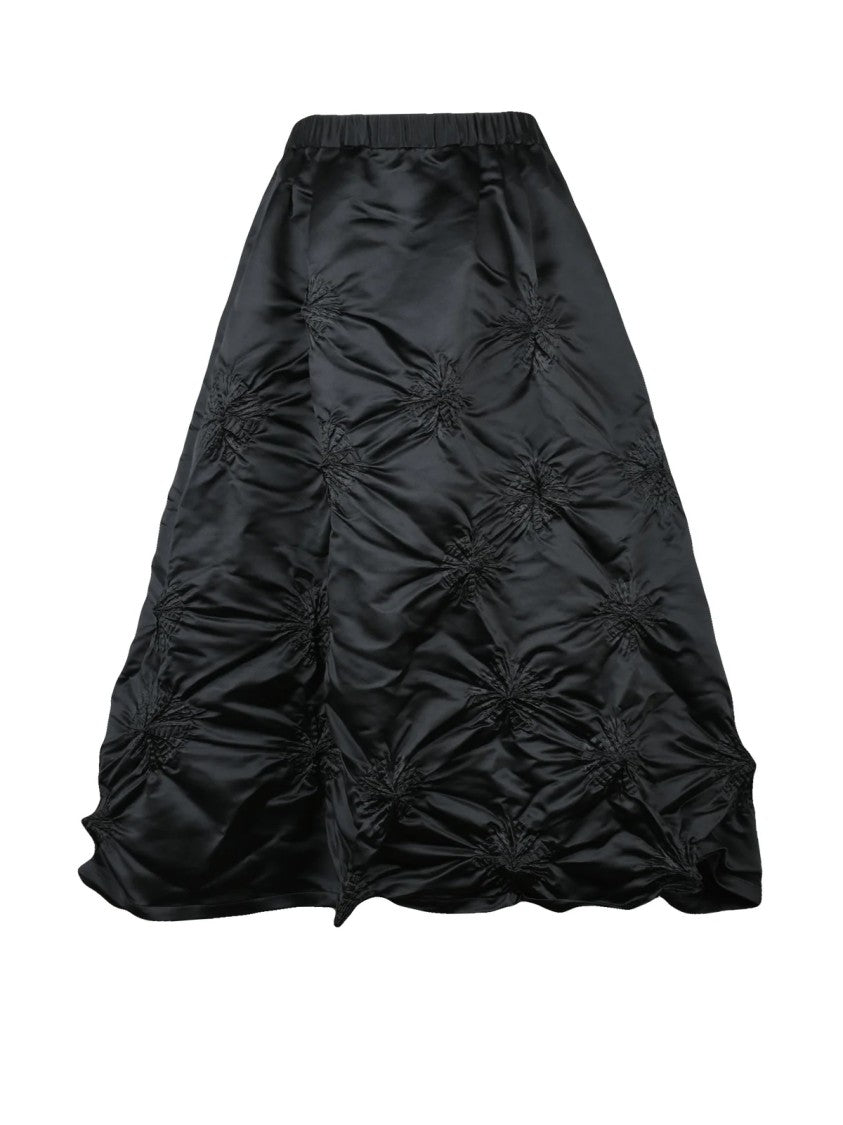 Bunzaburo Black Gathered Fluid Polyester Maxi Skirt