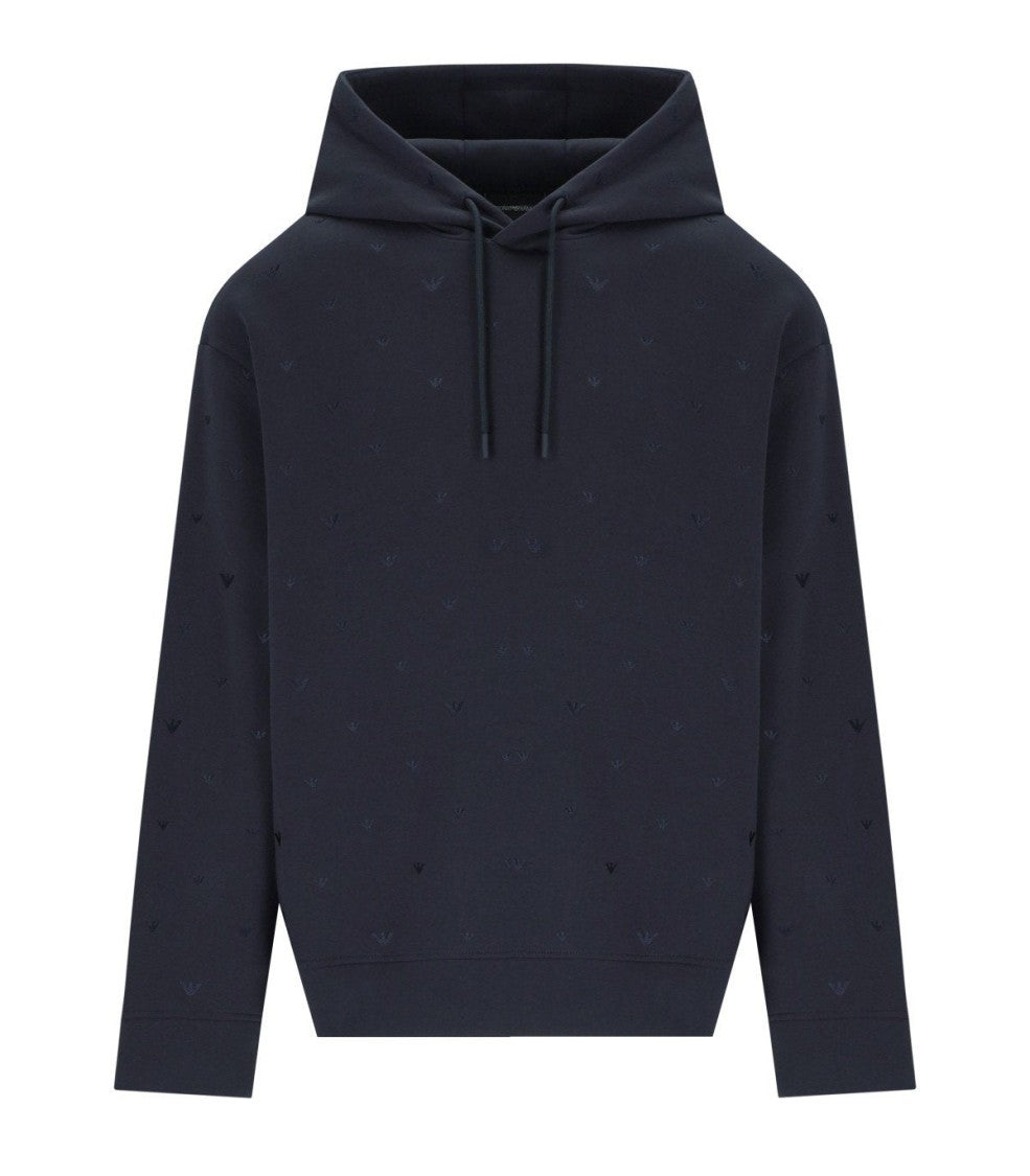Emporio Armani Navy Blue Monogram Hoodie