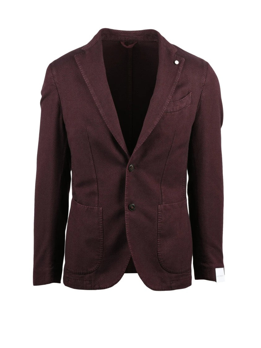 Luigi Bianchi Tailored Red Cotton Jacket With Textured Fabric And Notch Lapels