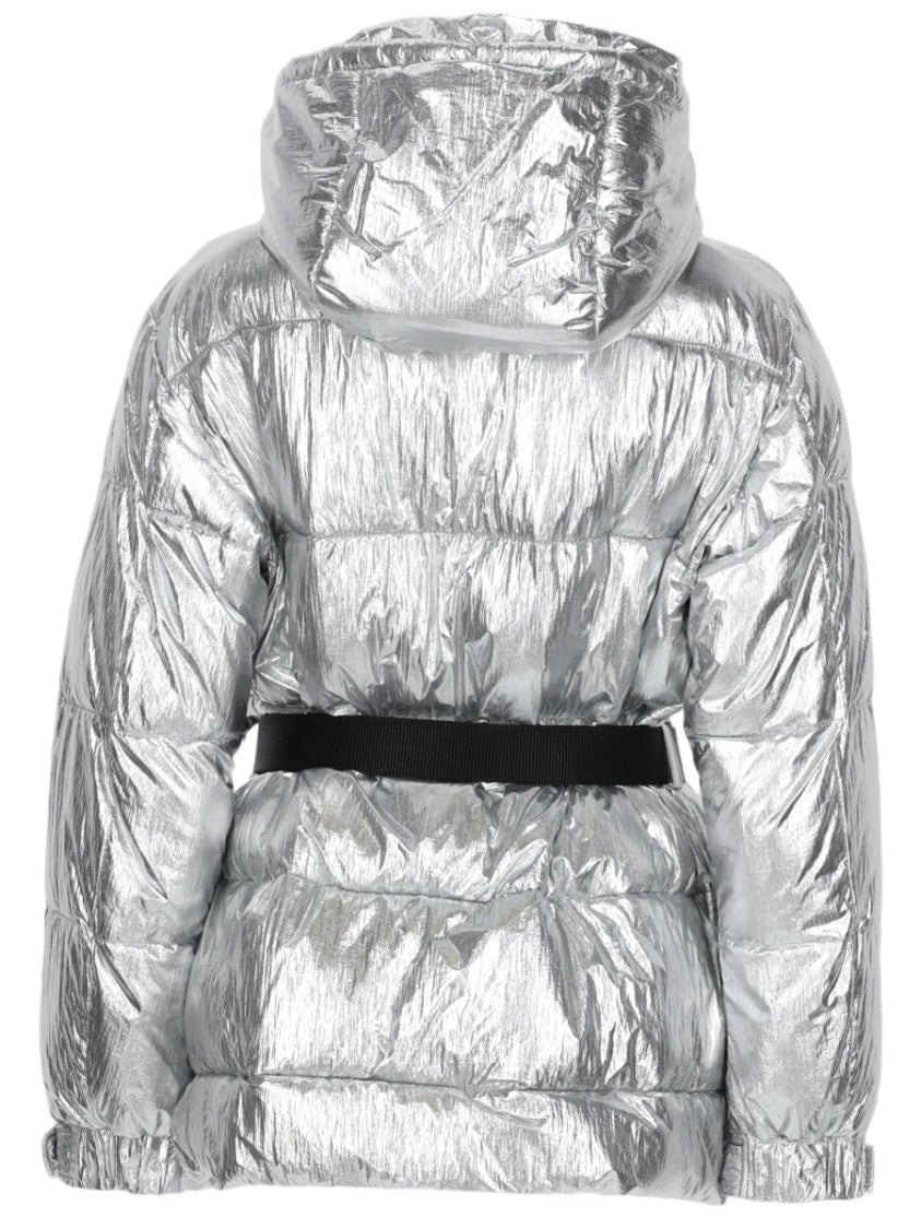 Canadian Classics Shiny Metallic Silver Puffer Jacket With Adjustable Waist