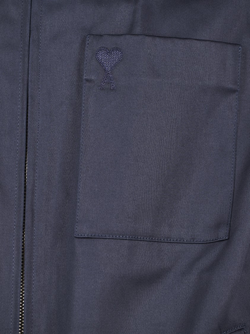 Ami Blue Jacket With Zip Closure
