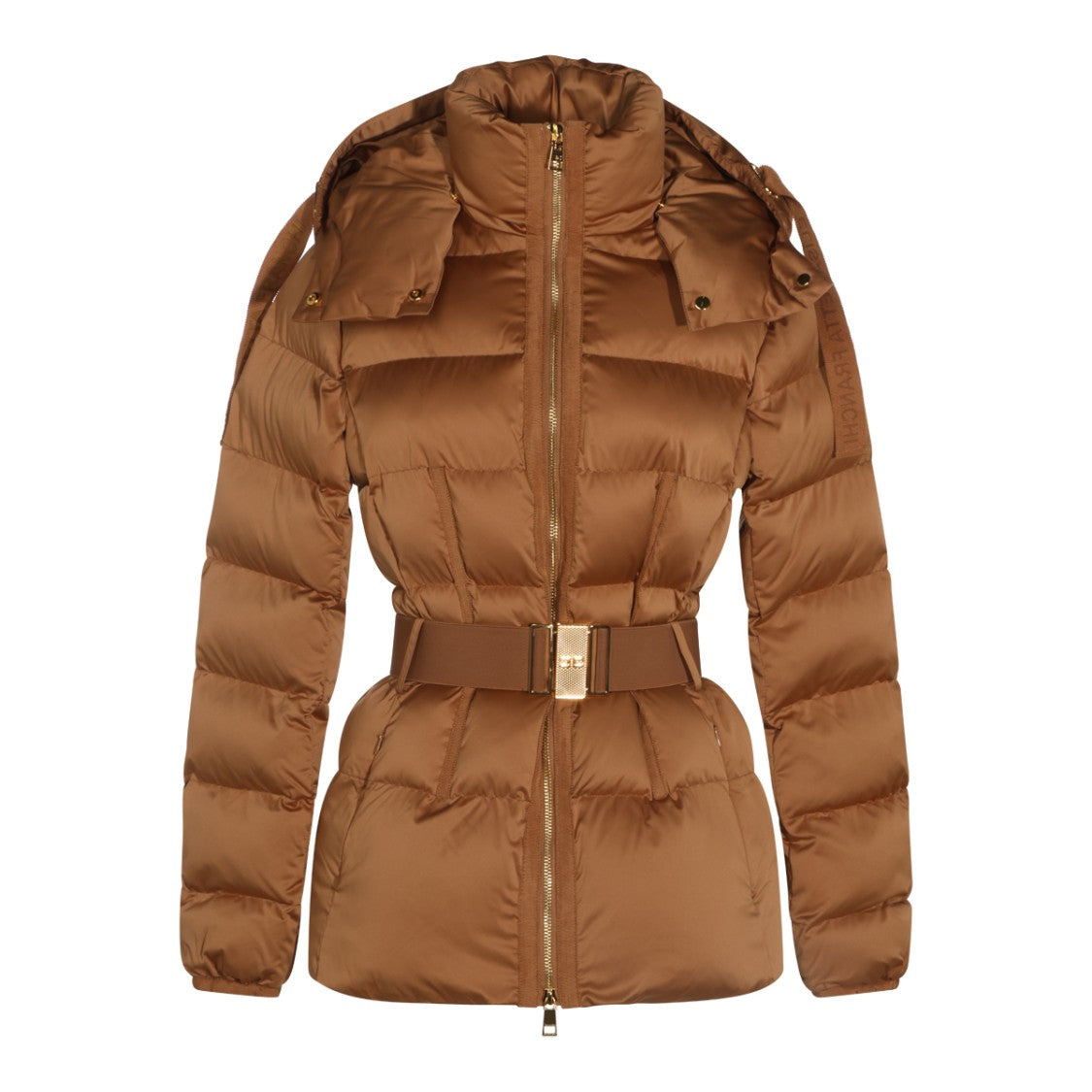 Elisabetta Franchi Bronze Belted Quilted Down Jacket