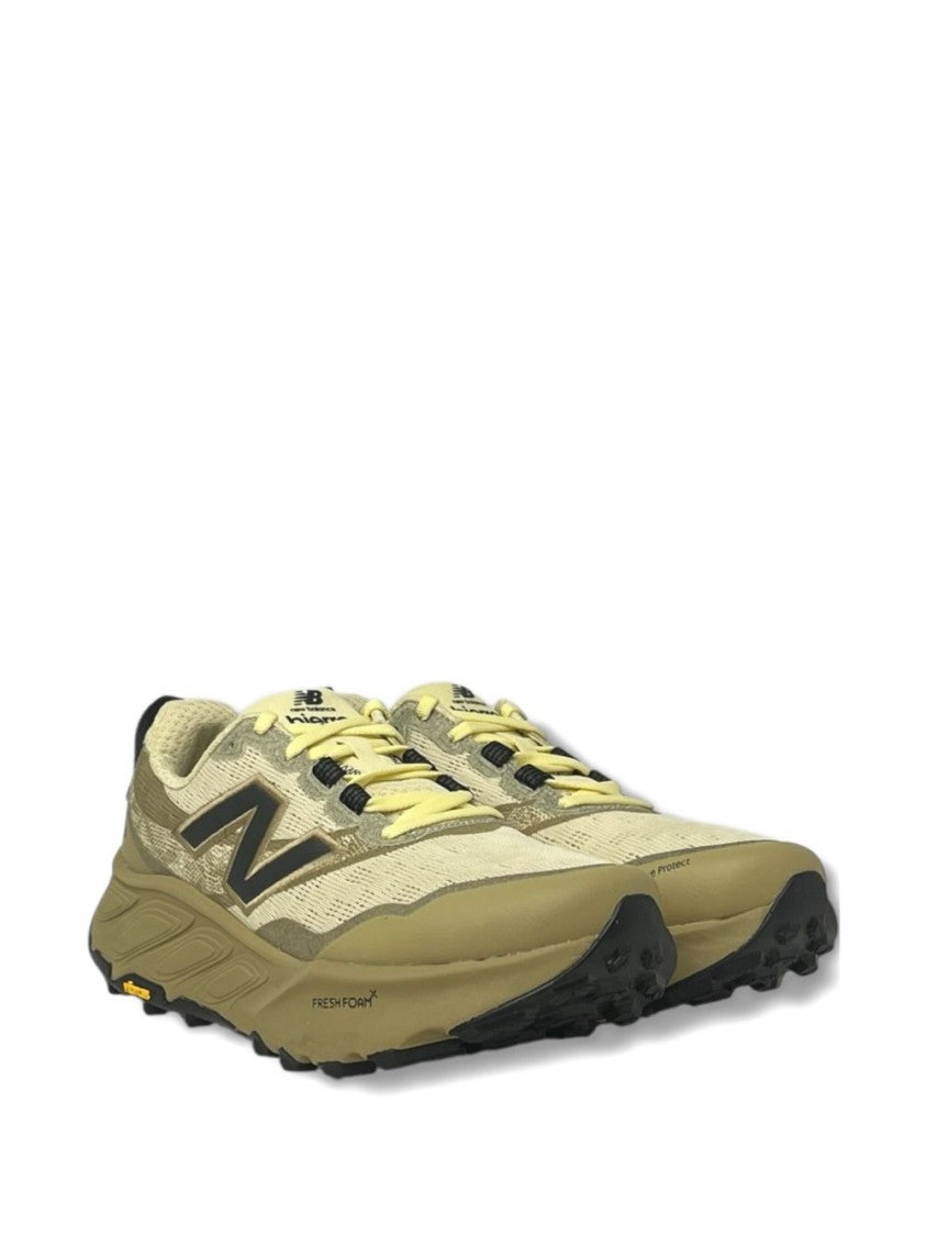 New Balance Beige Mesh Sneakers With Olive Overlays
