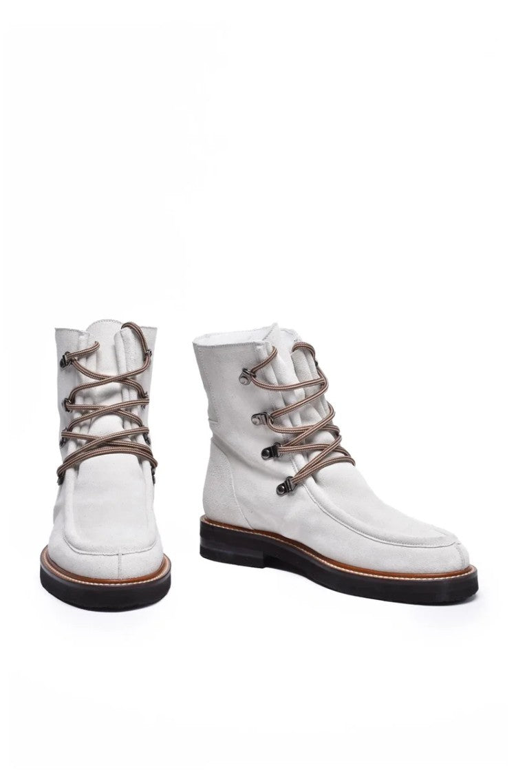 Eleventy Suede Ankle Boot - White