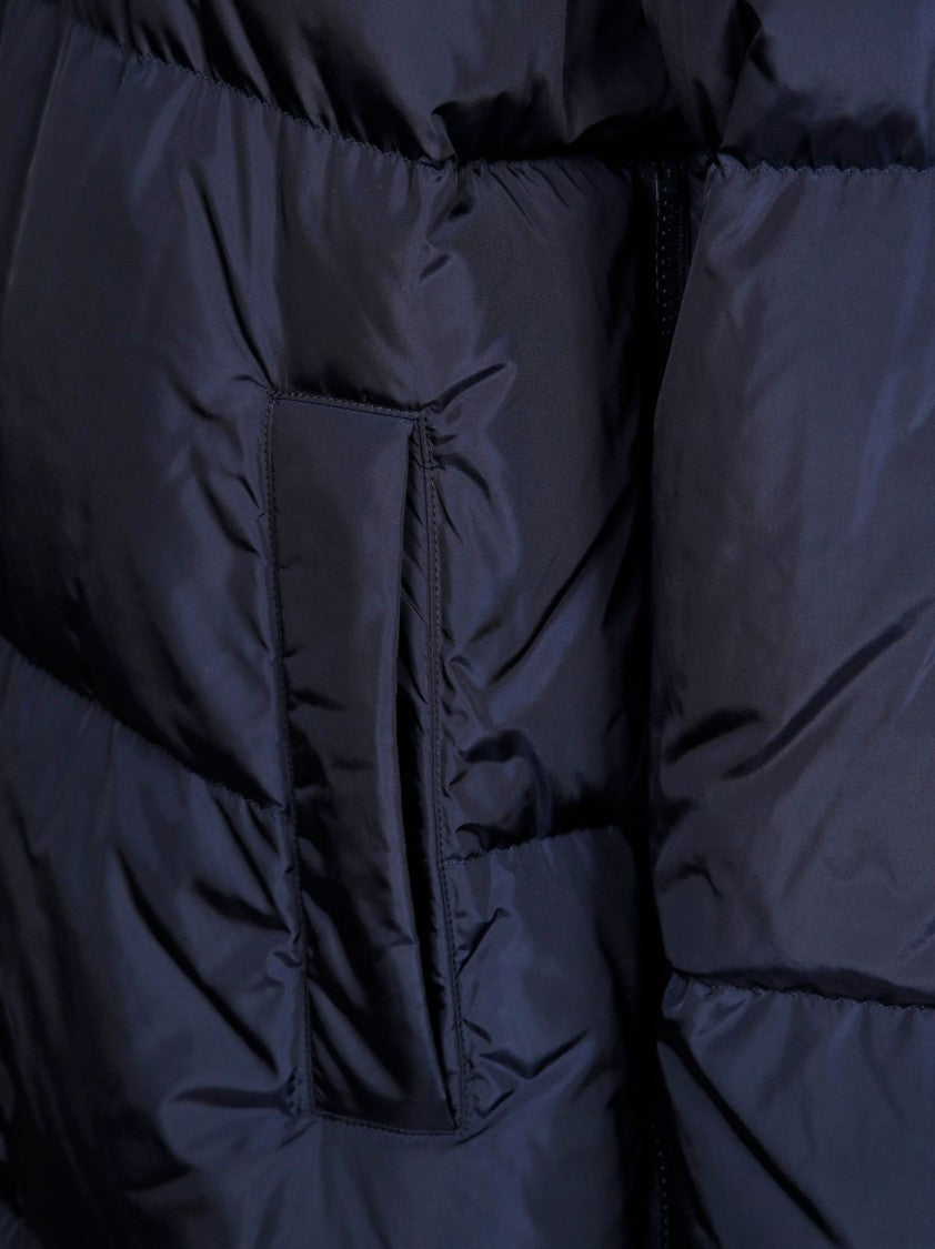 Max Mara Deep Blue Glossy Quilted Padded Coat