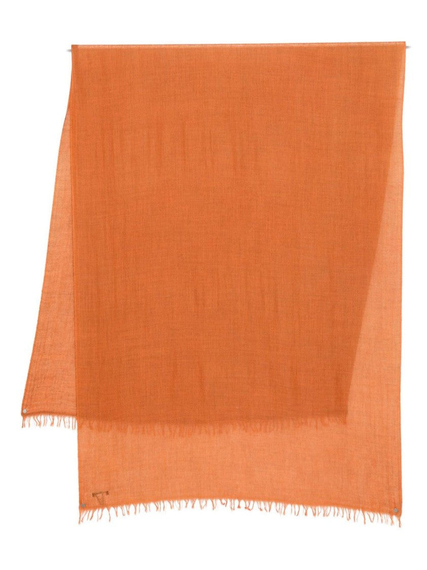 Faliero Sarti Finely Woven Cashmere Scarf In Orange