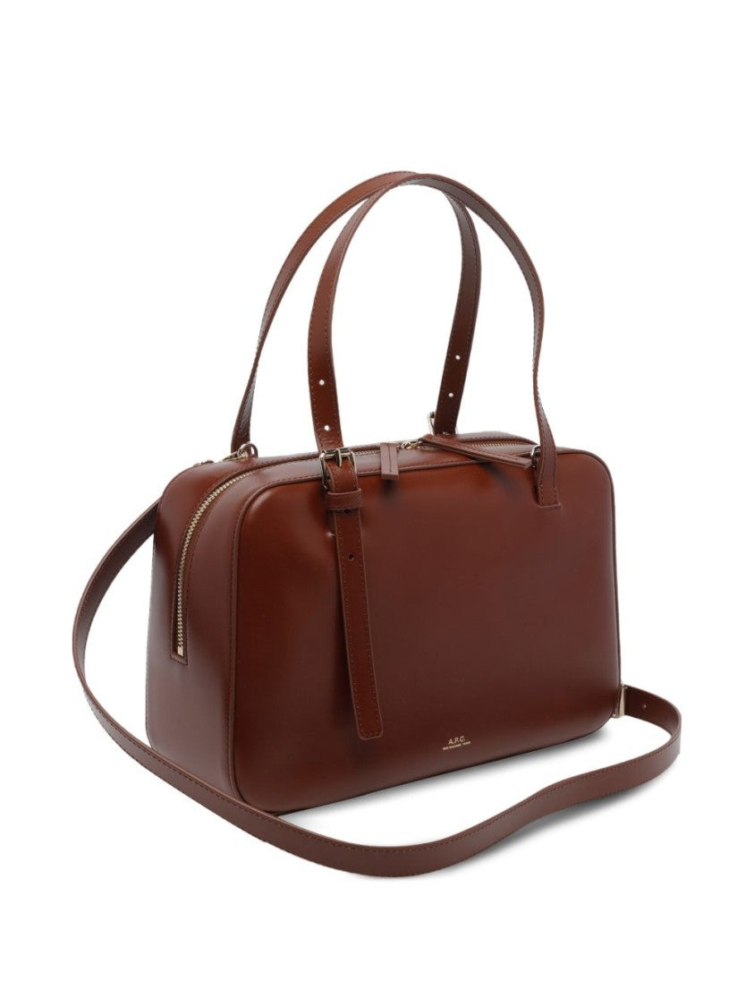A.P.C. Virginie Box Polished Leather Tote Bag
