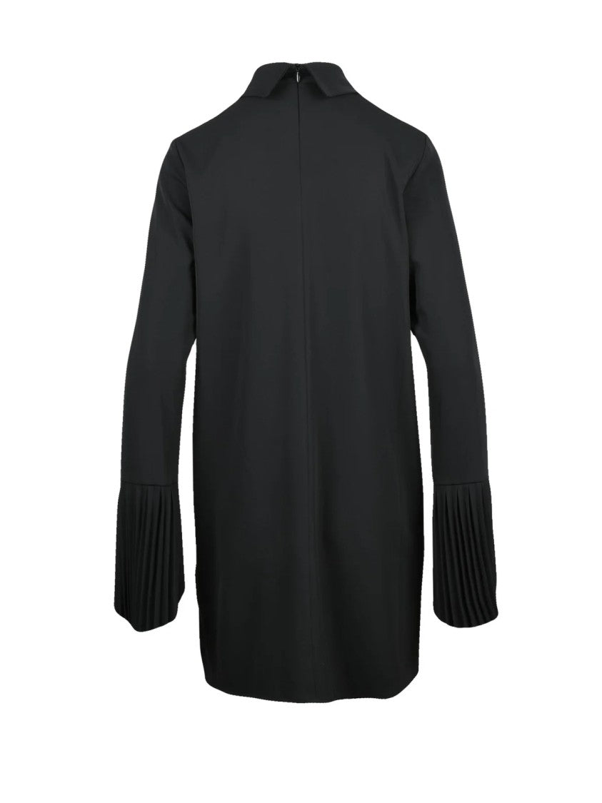 Department 5 Black Pleated Cuffs Stretch Sheath Dress