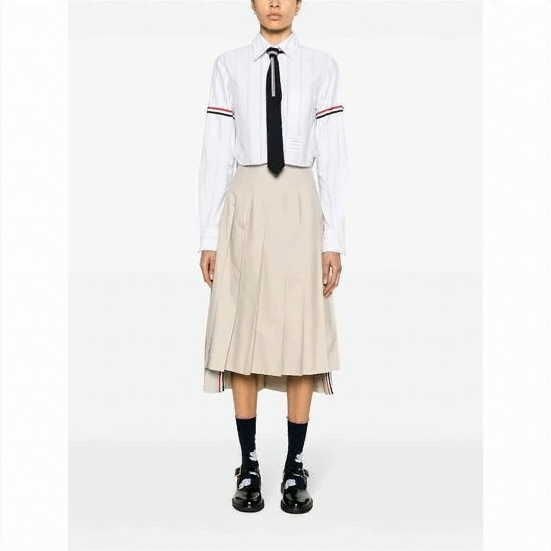 Thom Browne Cropped Cotton Shirt With Classic Collar