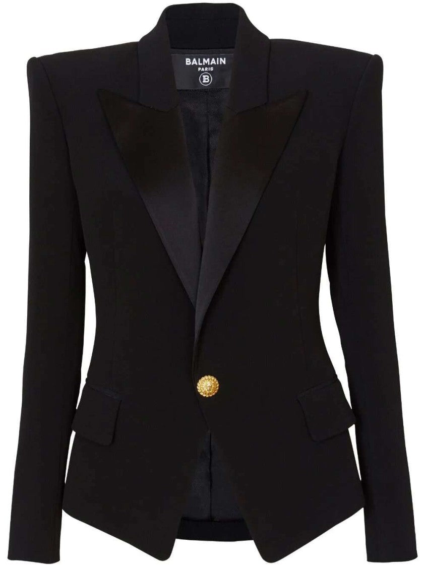 Balmain Satin-Lapel Single-Breasted Blazer