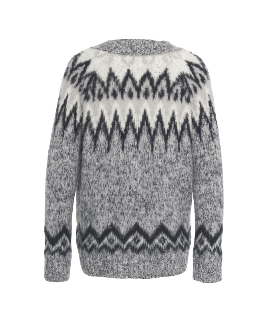 Roberto Collina Textured Knit Cardigan With Bold Zigzag Pattern