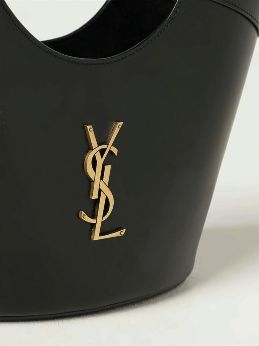 Saint Laurent Trapezoidal Calf Leather Tote Bag