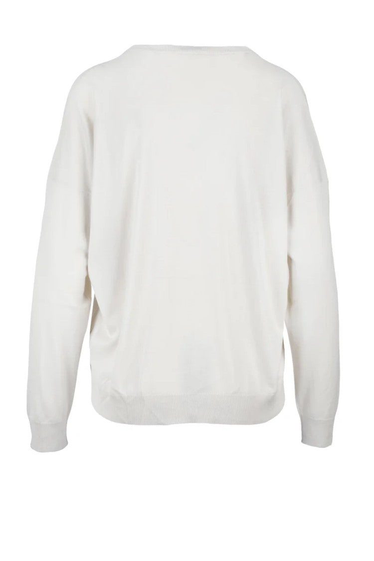 Eleventy V-Neck Sweater Wool - White