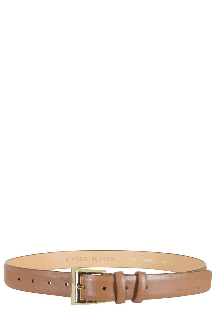 Magda Butrym Brown Gold Buckle Cowhide Leather Belt
