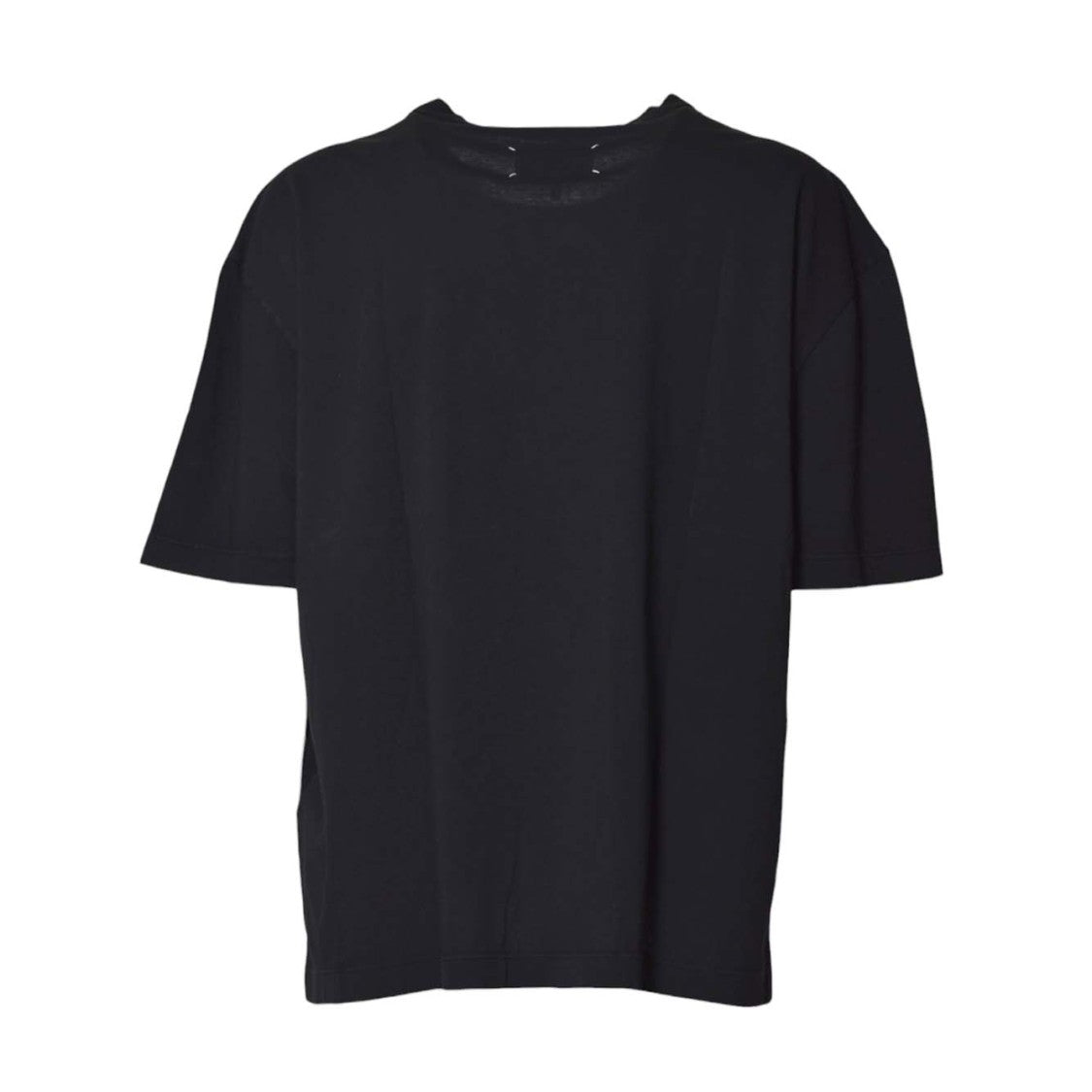 Maison Margiela Classic Black Crew Neck T-Shirt With Printed Design