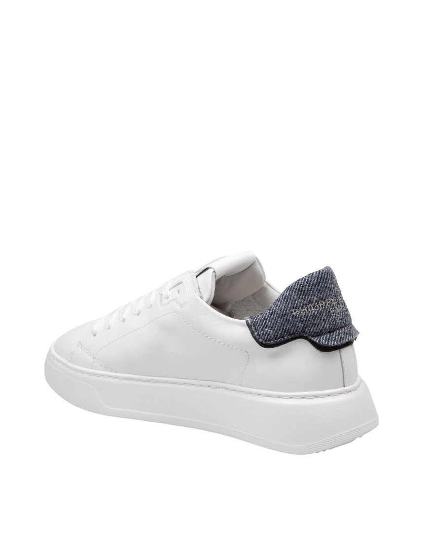 Philippe Model Sneakers Temple Low In Leather Color White And Jeans