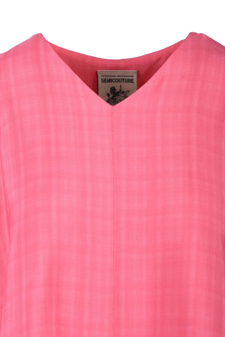 Semi Couture Flared Viscose Top - Pink