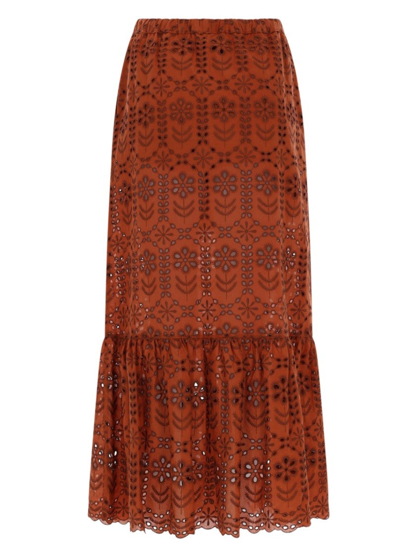 Ps Paul Smith Neutrals Perforated Floral Pattern Maxi Skirt