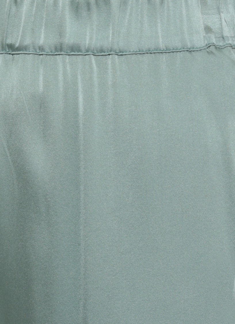 Kangra Green Silk Palazzo Wide-Leg Pants