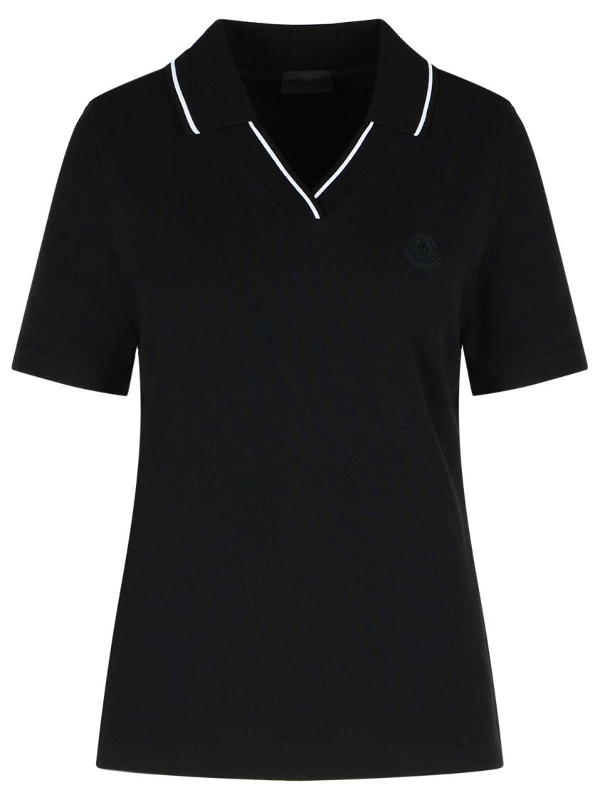 Moncler Black Cotton Polo Shirt