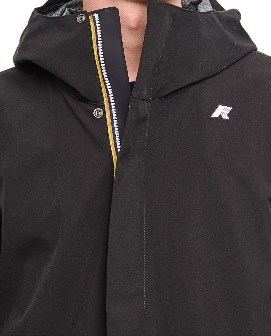 K-Way Hooded Jacket With Double-Slider Zipper And Minimalist Design