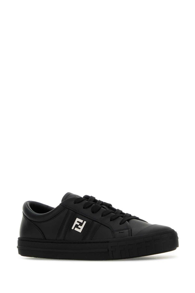 Fendi Black Leather Domino Sneakers