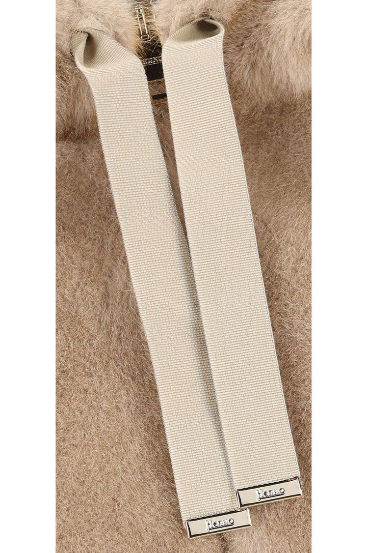 Herno Short Brown Coat With Plush Texture