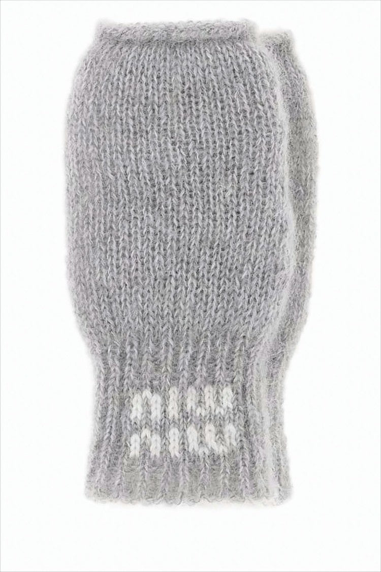 Miu Miu Soft Knitted Light Grey Gloves
